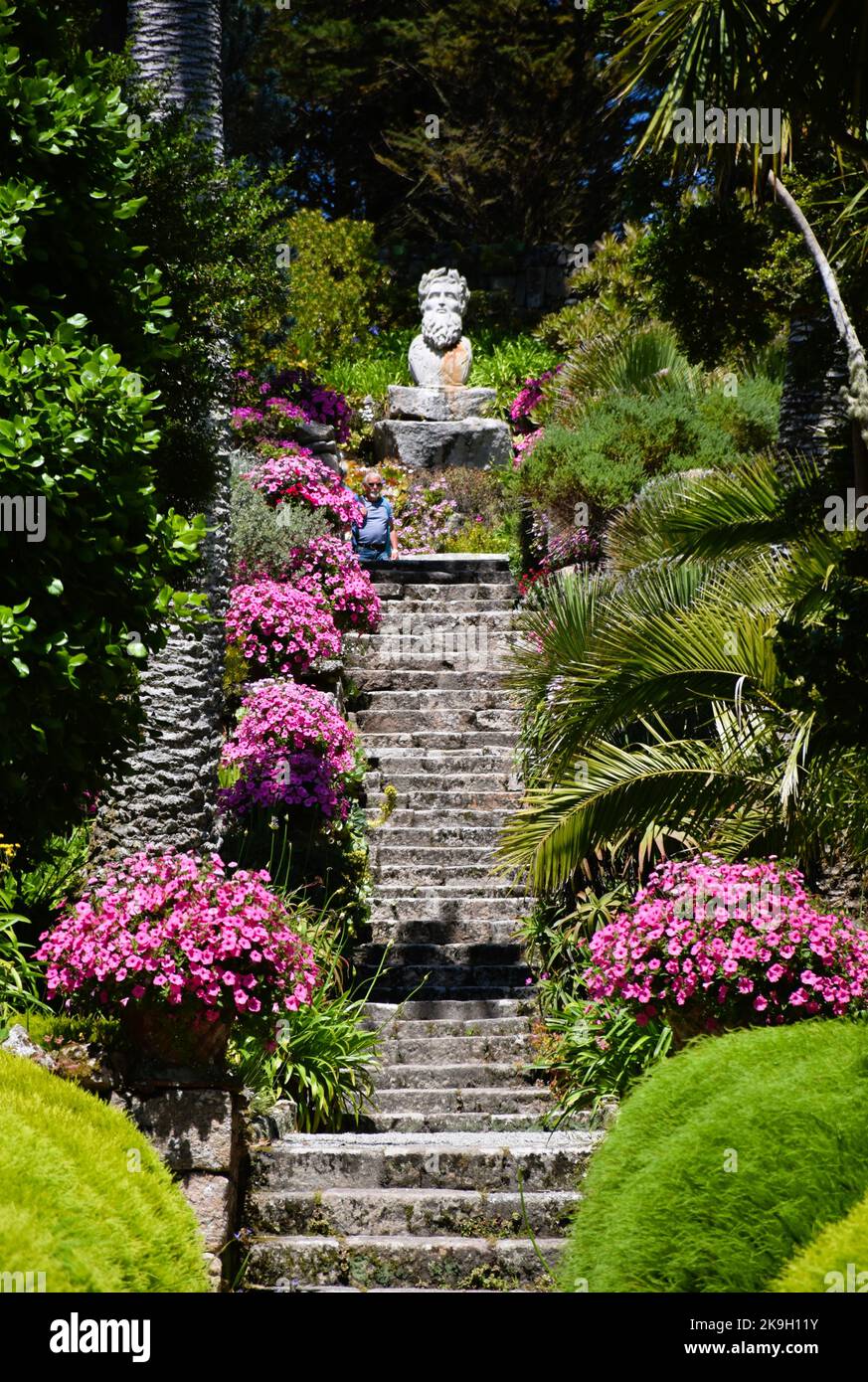 The statue of Neptune in the Abbey Gardens, Tresco, Isles of Scilly