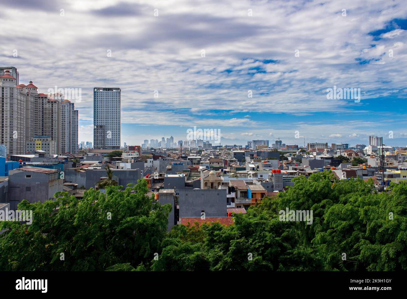 summer crowded city landscape Stock Photo