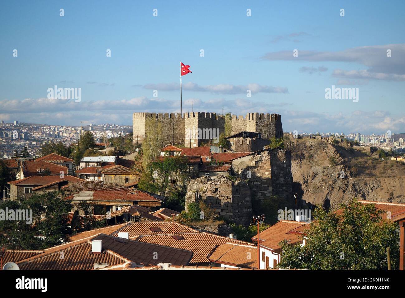 Ankara Castle, symbol of Ankara. Capital of Turkey.  Altındağ, Ankara, Türkiye - October 2022 Stock Photo
