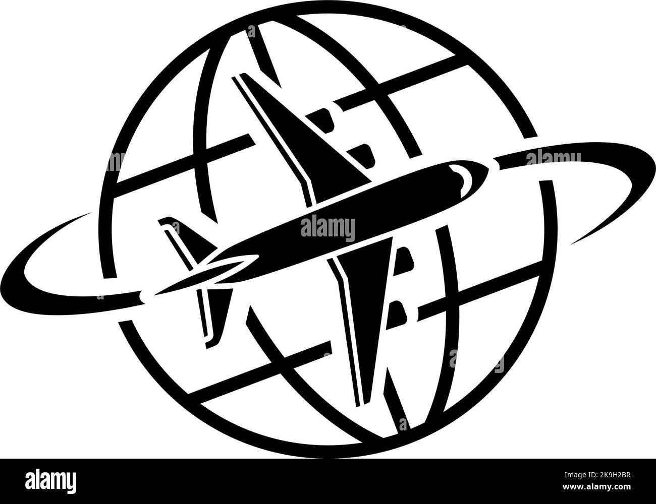 International air travel icon. Plane, journey, transportation, planet. Airline tourism concept. Vector on transparent background Stock Vector