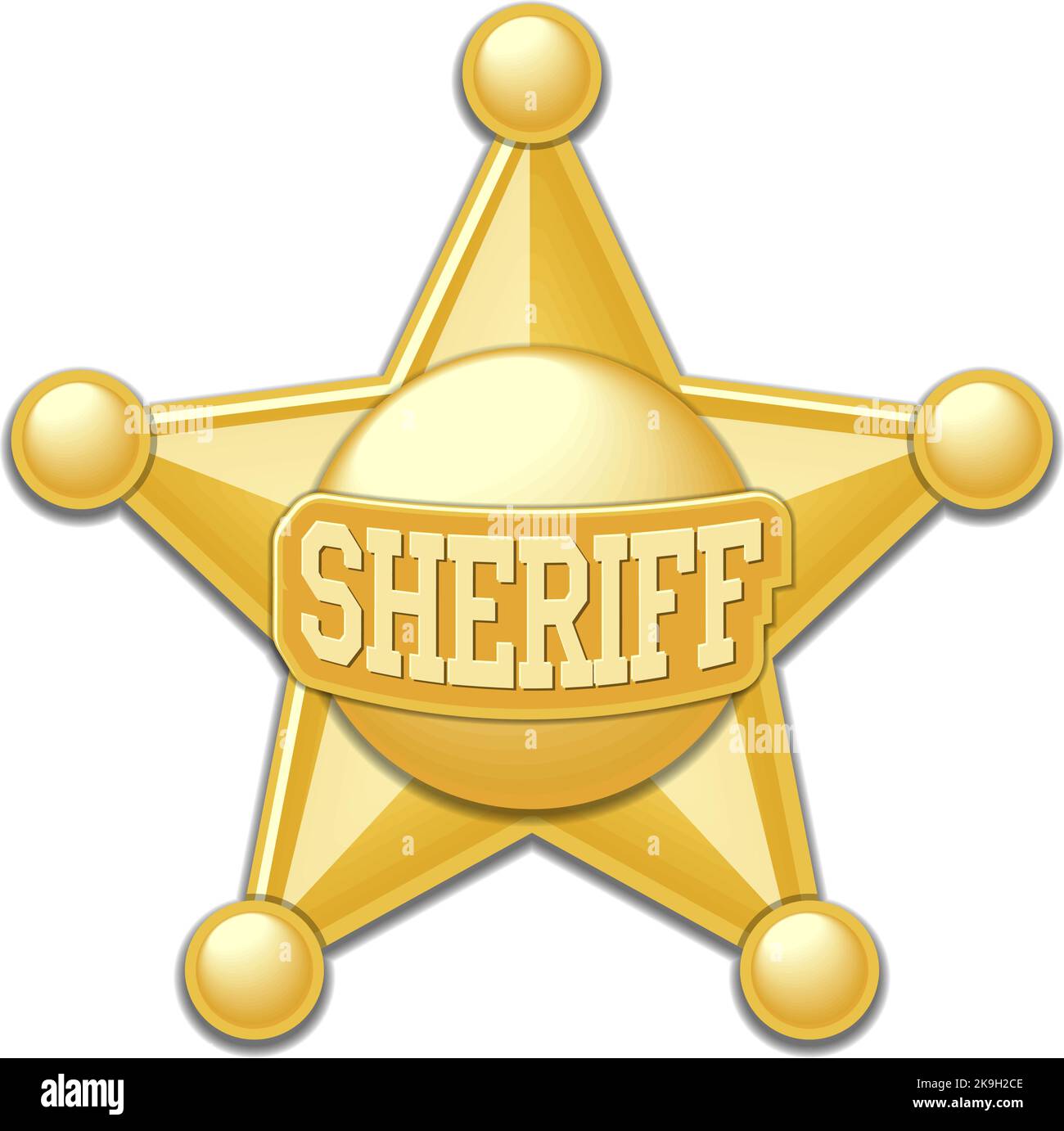 Sheriff five pointed star icon. Vector on transparent background Stock Vector