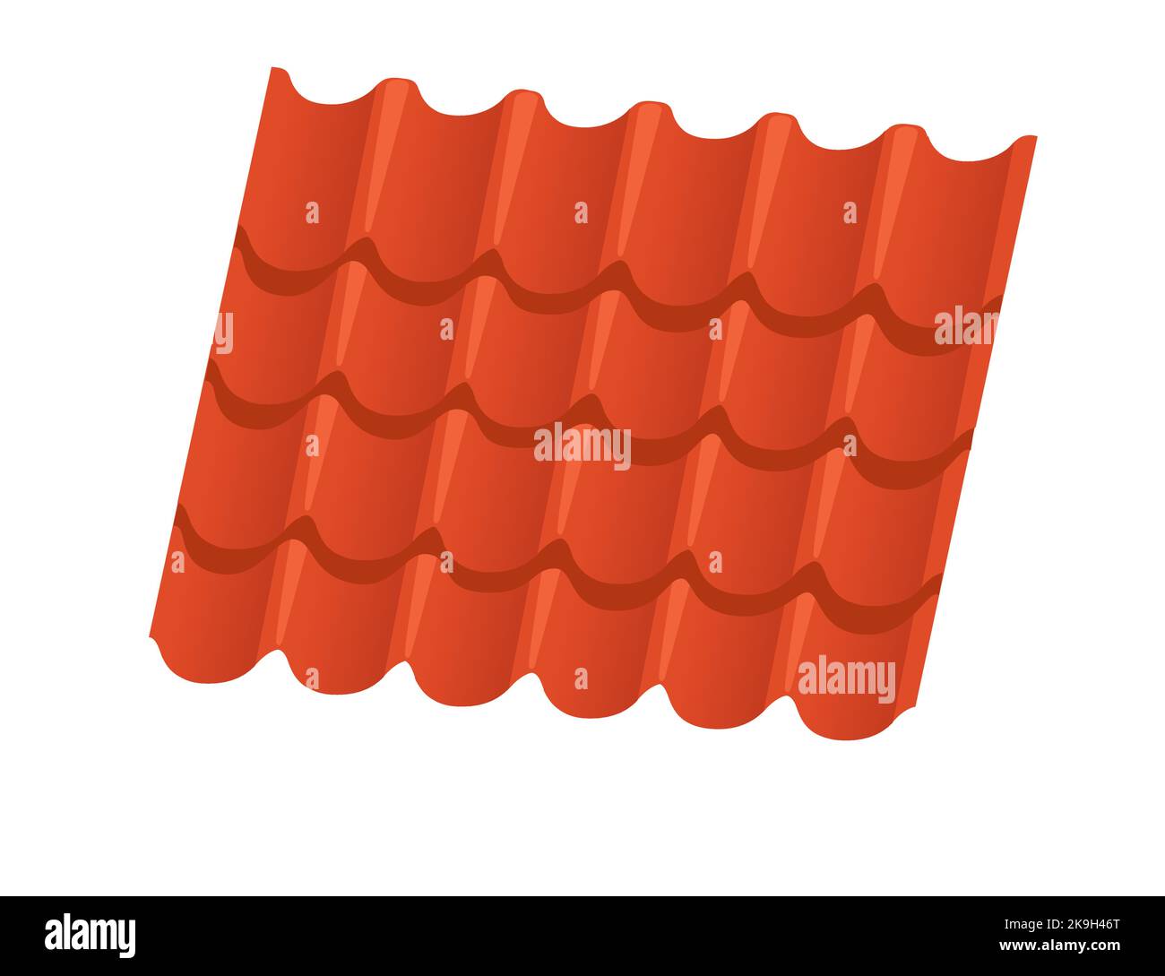 Red roof tiles vector illustration isolated on white background Stock Vector