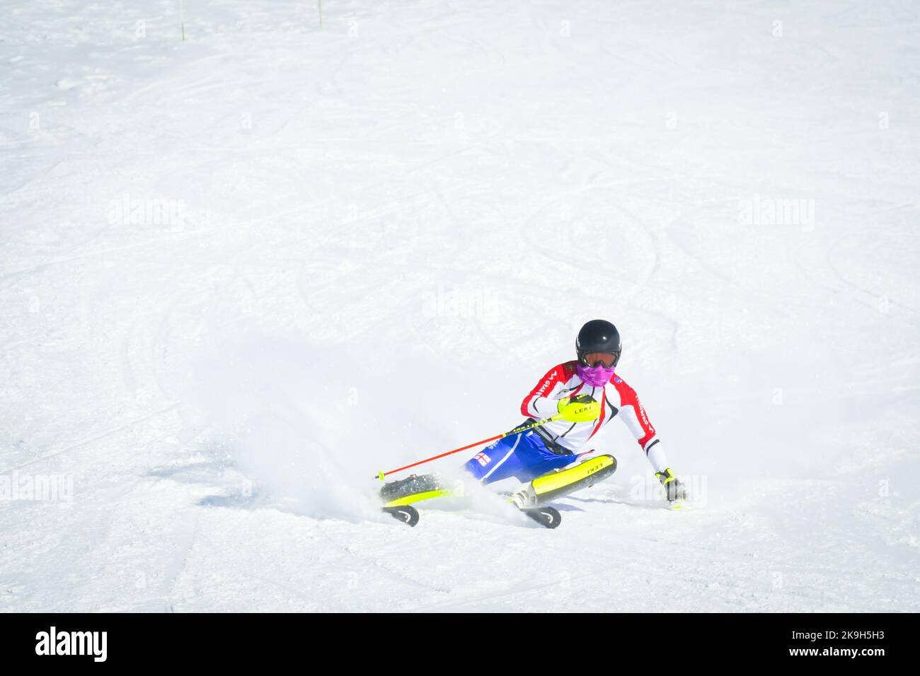 Gudauri, 15th march, 2022 Professional skier practice at full