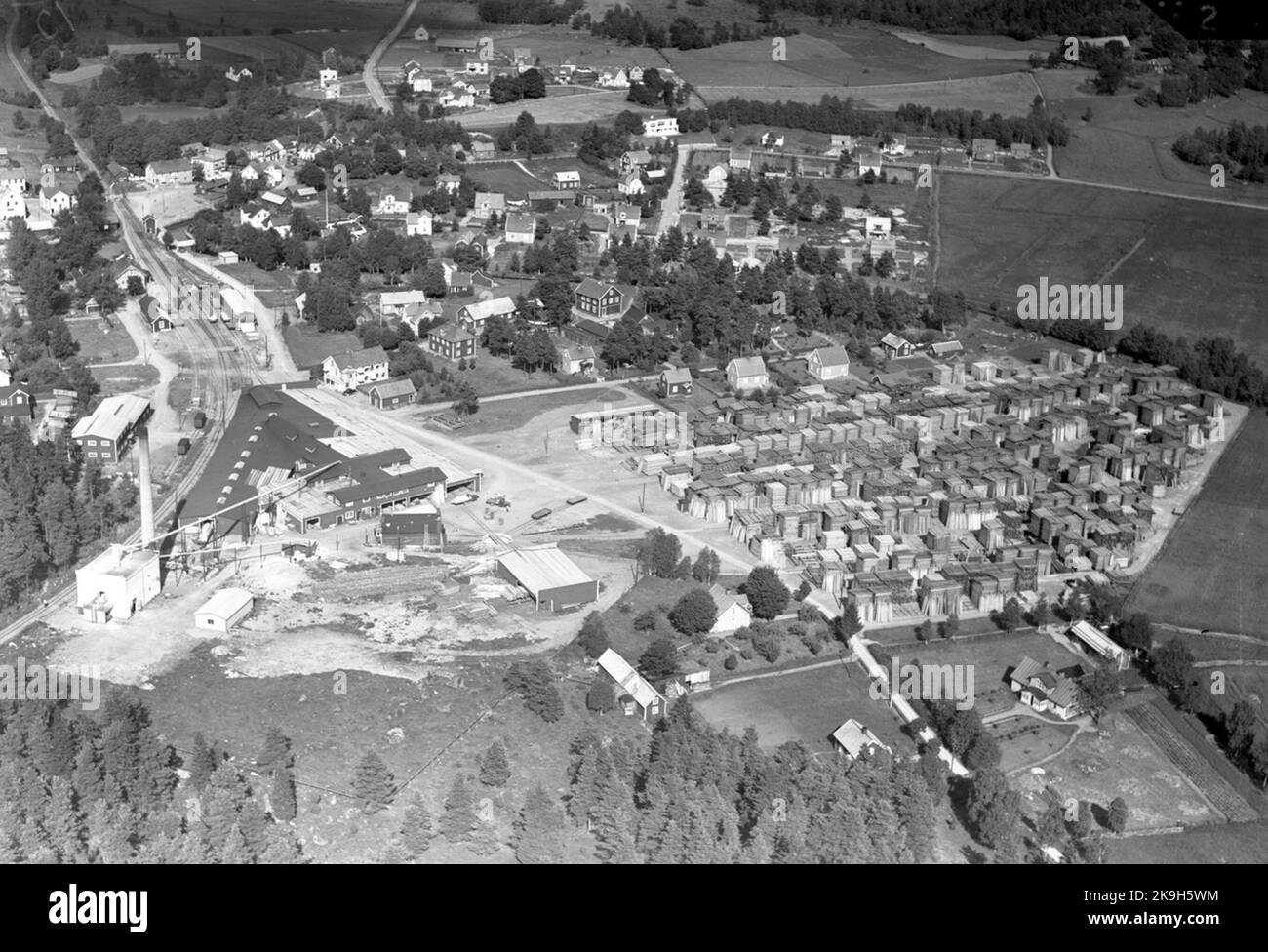 Aerial photo over the stationary floor plastered station house two