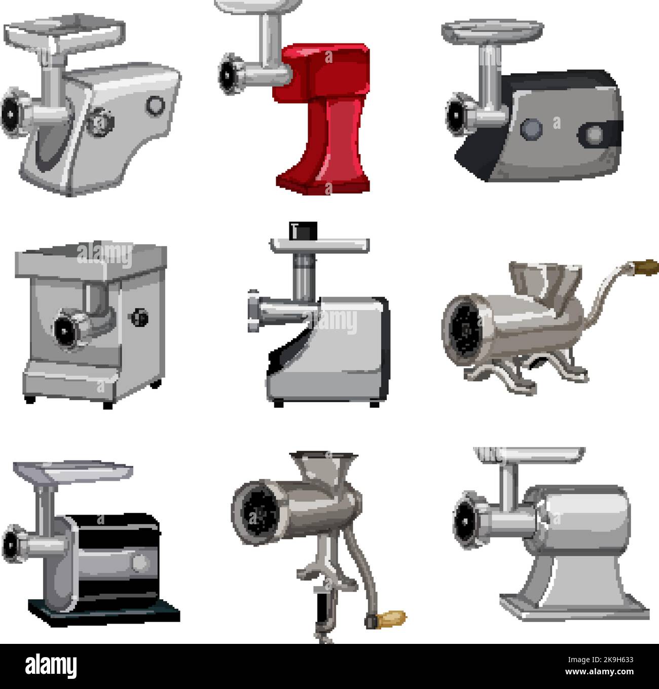 meat grinder set cartoon vector illustration Stock Vector Image & Art