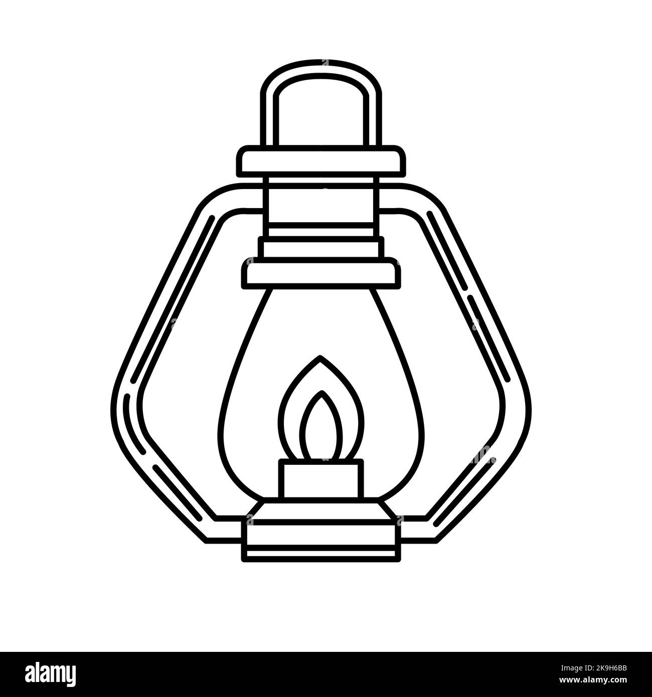 Line style single camping lamp vector illustration isolated on white