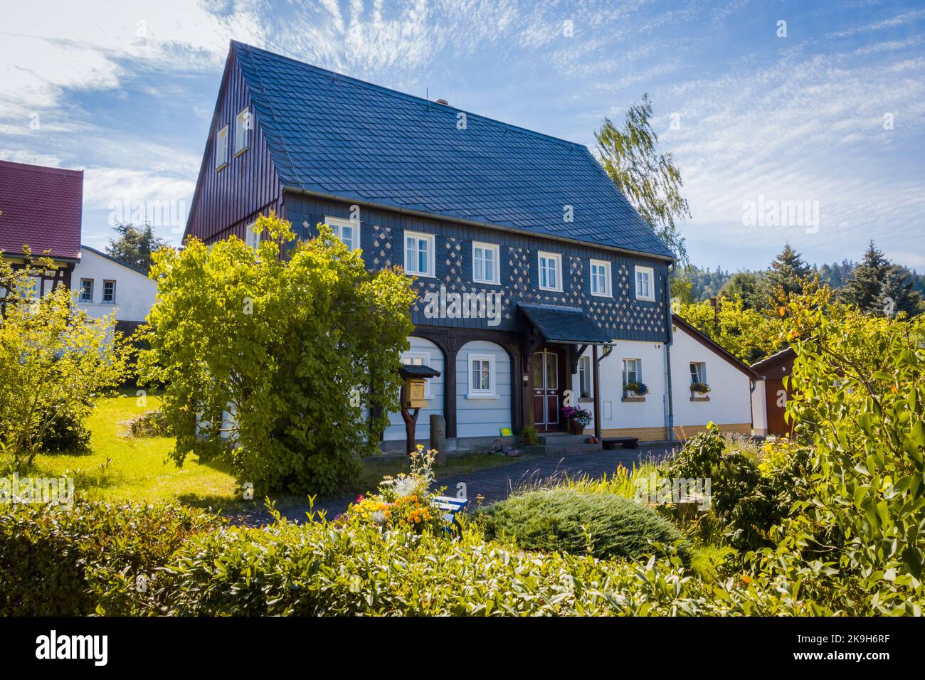 A wooden framed house in the Lausitz Stock Photo