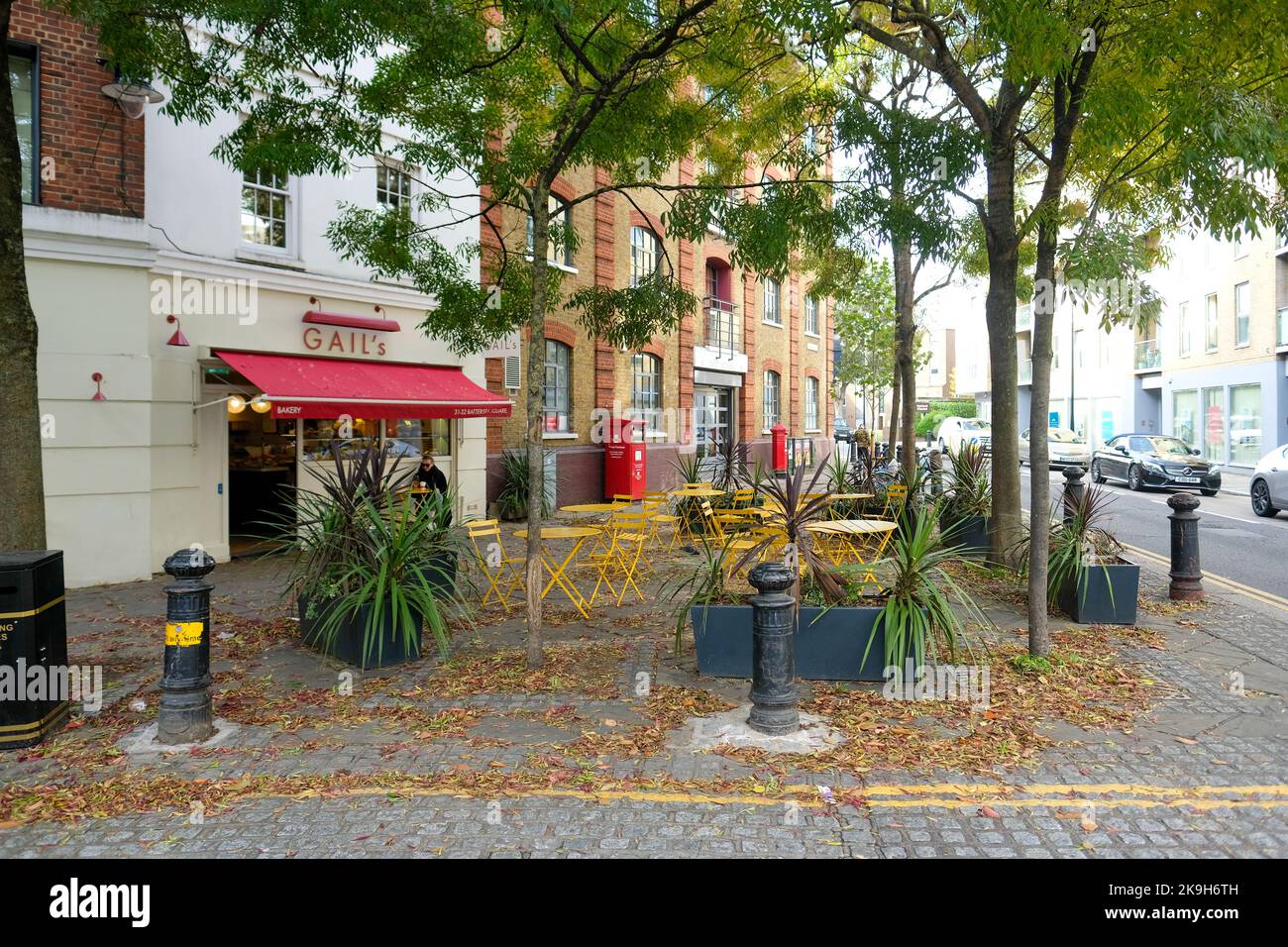 London October 2022 Gails bakery among Battersea Square shops in