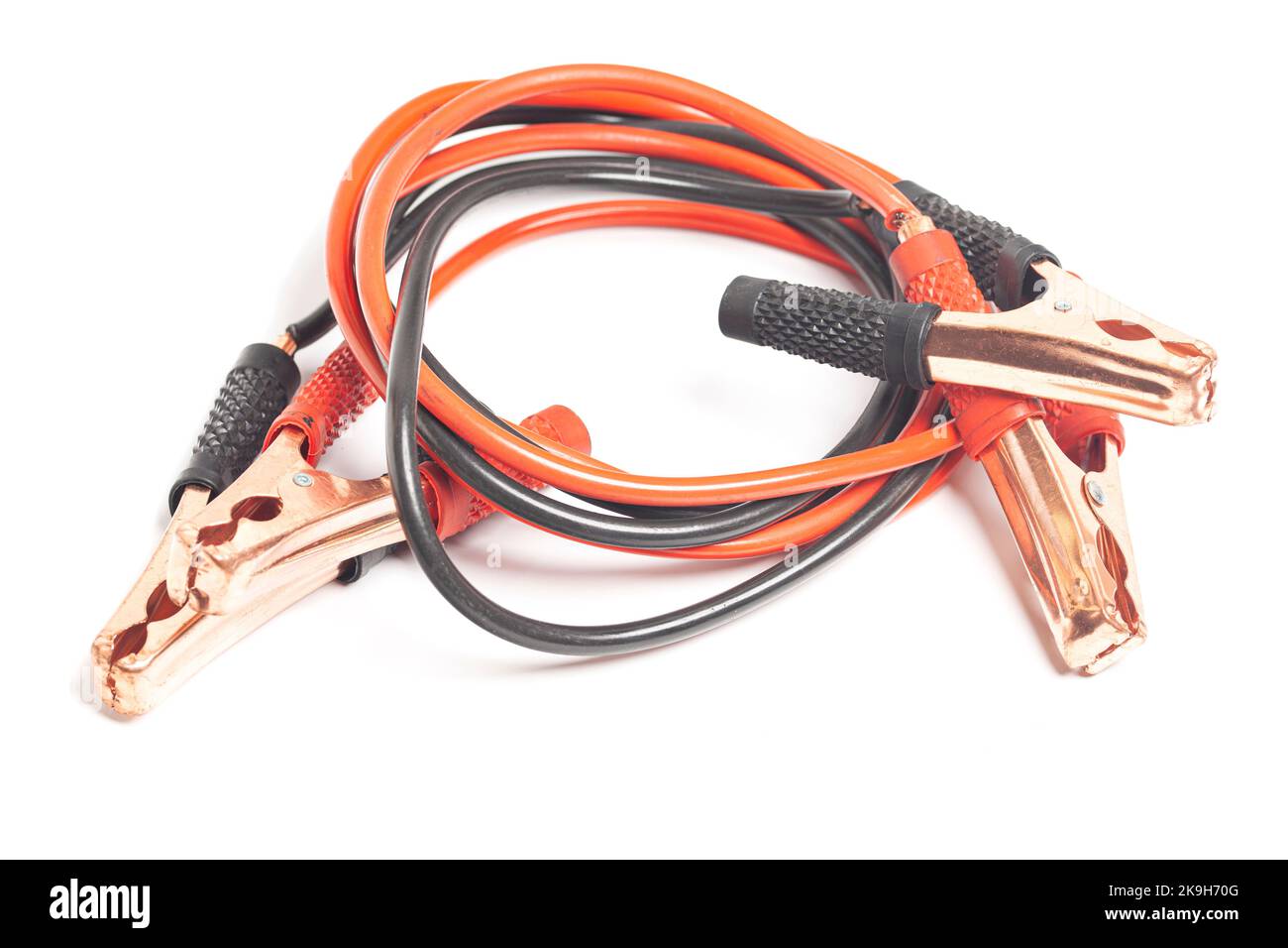 Car battery jumper cables isolated on white background Stock Photo Alamy