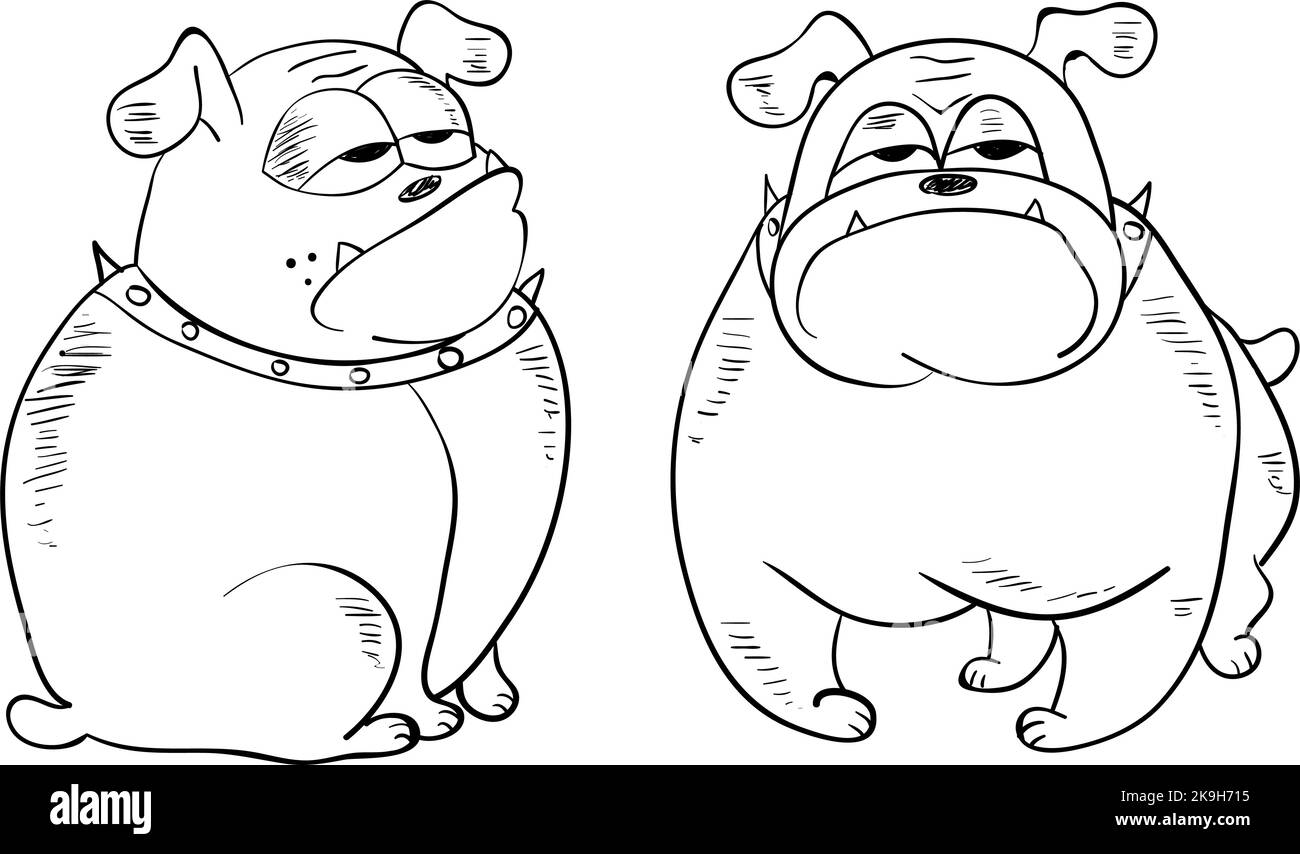 Cartoon sketch dog. Vector illustration of cute doodle bulldog Stock Vector