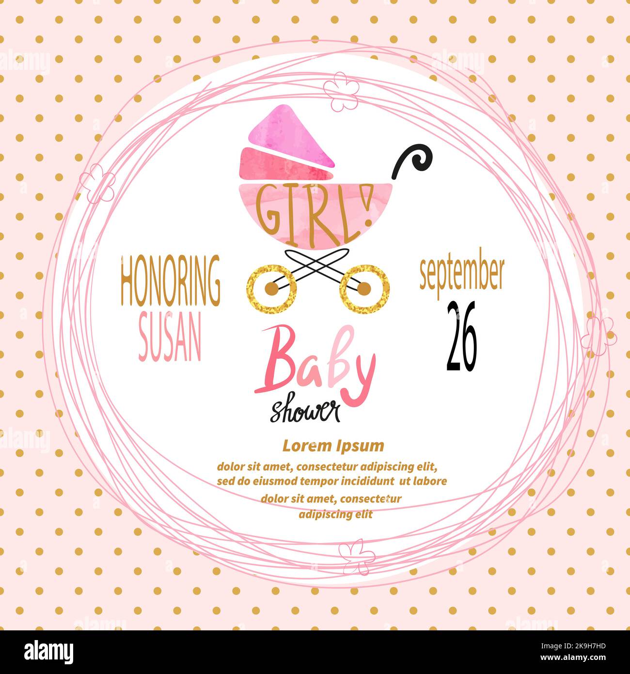 Baby shower girl. Vector invitation card design Stock Vector Image ...
