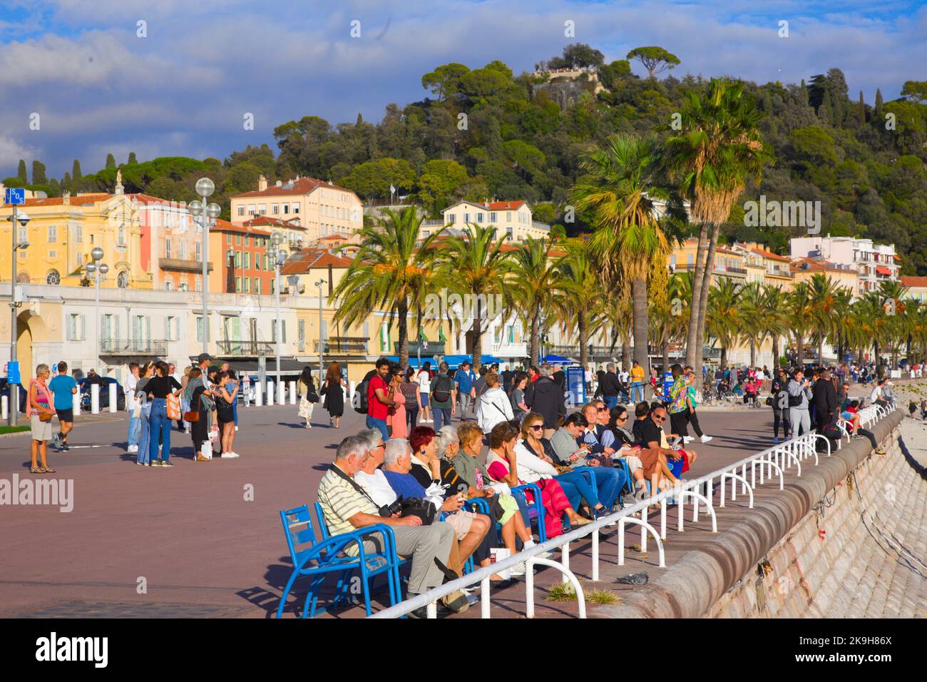 France, Cote d'Azur, Nice,  Promenade des Anglais, people, Stock Photo