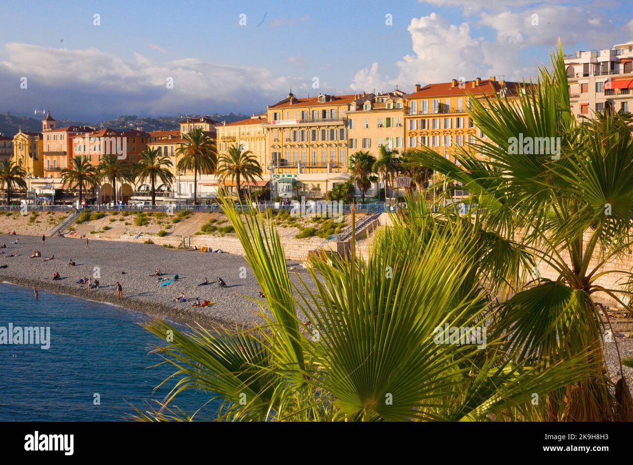 France, Cote d'Azur, Nice, Plage des Ponchettes, beach, people, Stock Photo