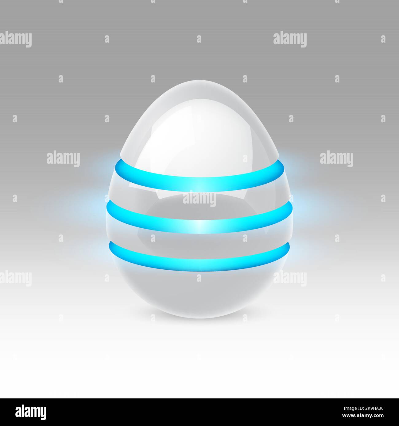 White smooth object oval of the future with blue luminescent bands Stock Vector