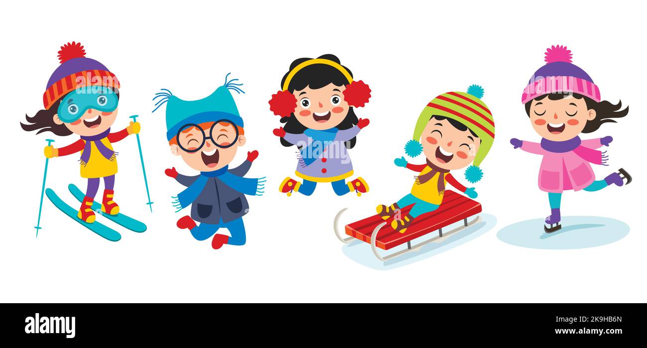 Children Playing Outside In Winter Stock Vector Image & Art - Alamy