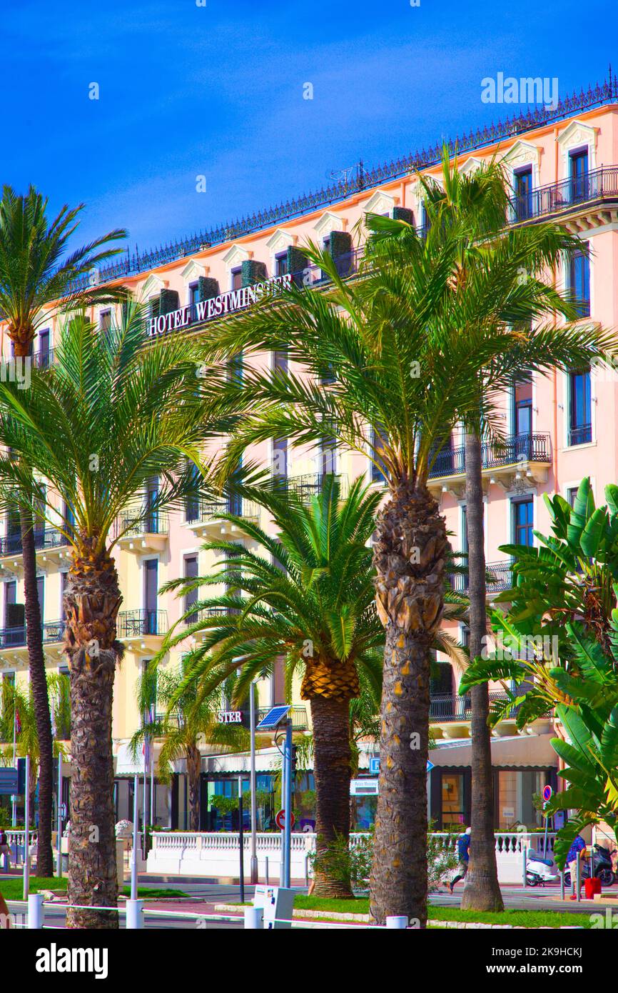France, Cote d'Azur, Nice, Promenade des Anglais, Hotel Westminster, Stock Photo