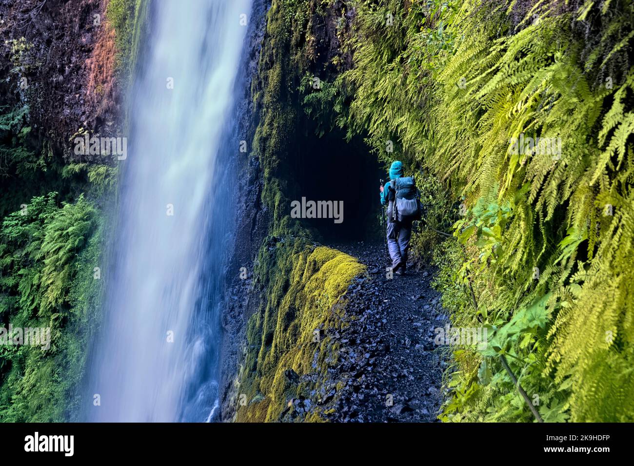 Approaching spectacular Tunnel Falls, Pacific Crest Trail, Oregon, USA