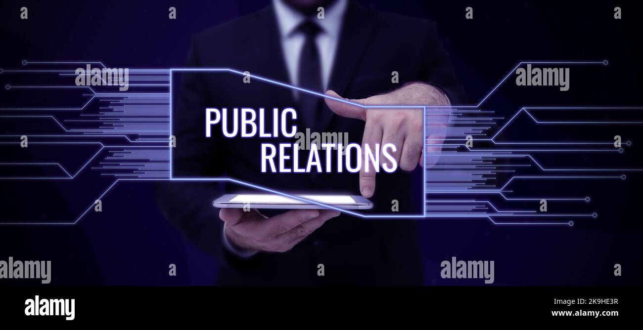 Text caption presenting Public Relations. Business idea responsible for writing serverside web application logic Stock Photo