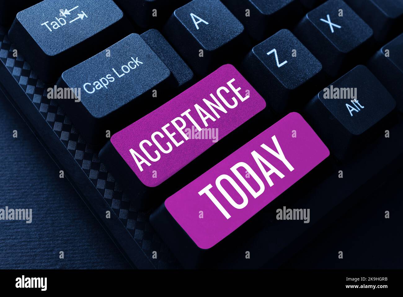 Text showing inspiration Acceptance. Business concept a condition or a person producing or showing no symptoms Abstract Typing New Antivirus Program Stock Photo