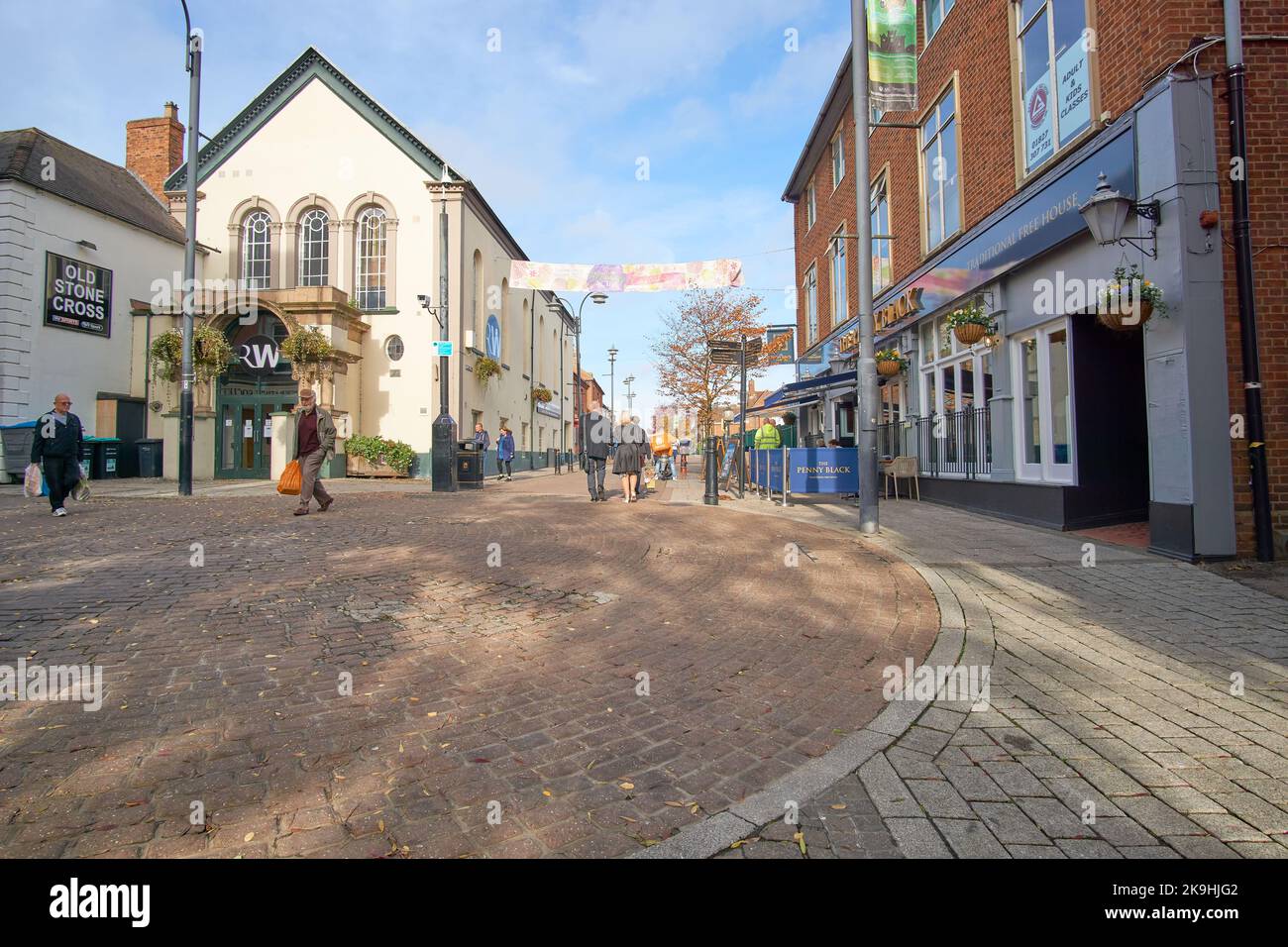 Quiet high street in Tamworth, UK Stock Photo