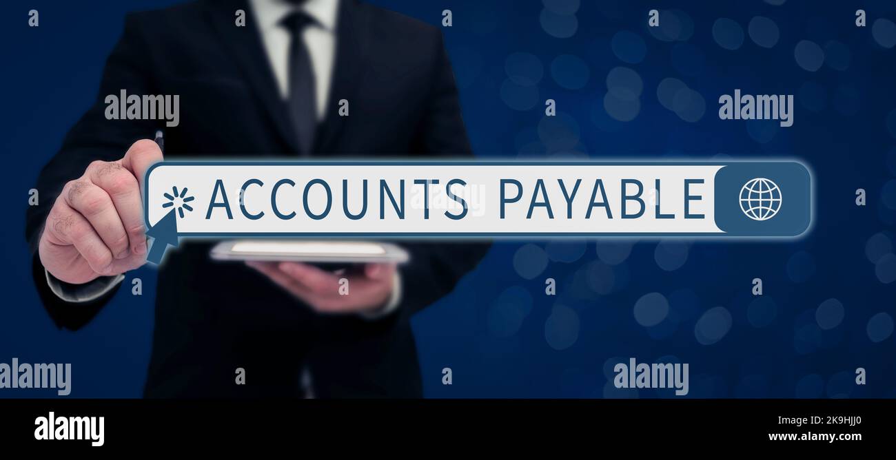 Hand writing sign Accounts Payable. Business concept oversee and ...