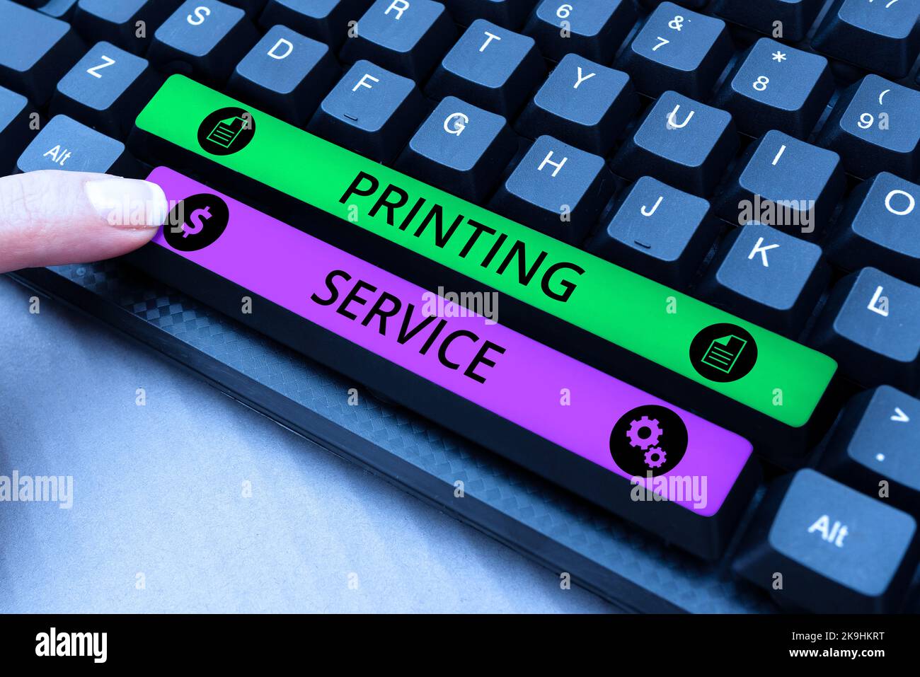 Handwriting text Printing Service. Business approach conversion of raw