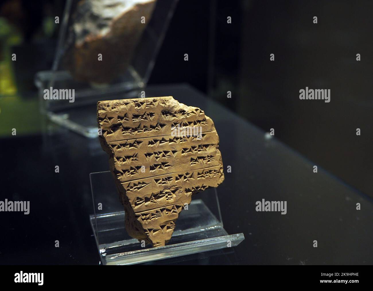 Assyrian cuneiform clay tablets from Kultepe that exhibited at Anatolian Civilizations Museum in Ankara, Türkiye Stock Photo