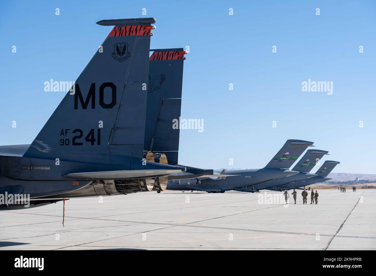 F15E Strike Eagle and C17 Globemaster III aircraft are used in a