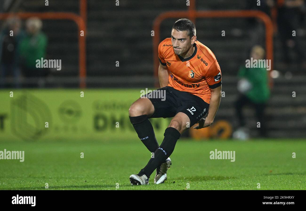 Jannes Vansteenkiste (17) of Deinze pictured during a soccer game