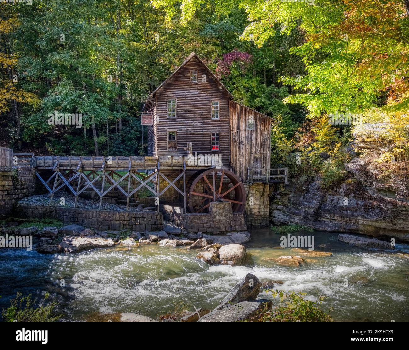 The Glade Creek Grist Mill in Babcock State Park in West Virginia USA Stock Photo