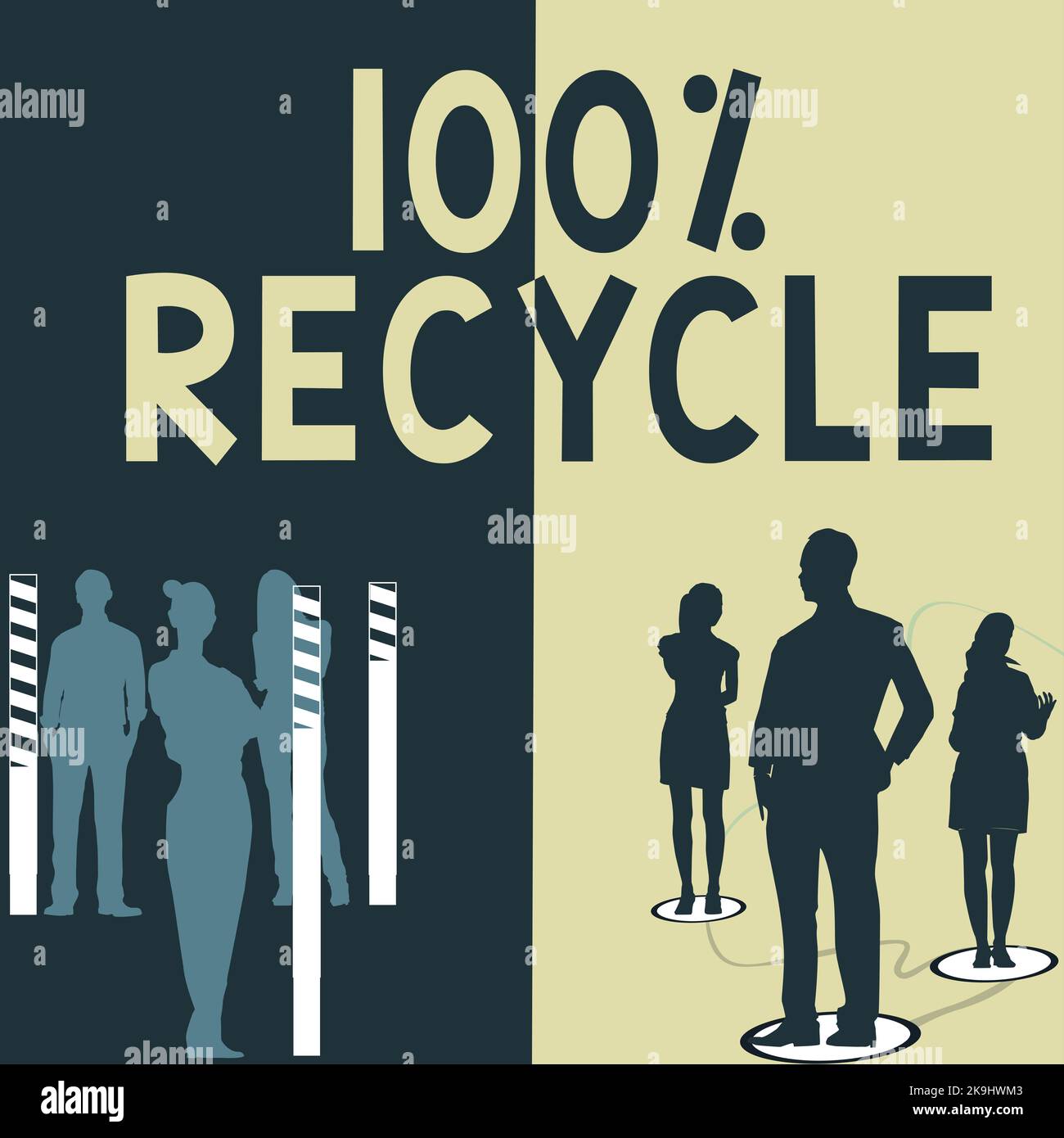 Text caption presenting 100 Percent Recycle. Business concept Set of ...