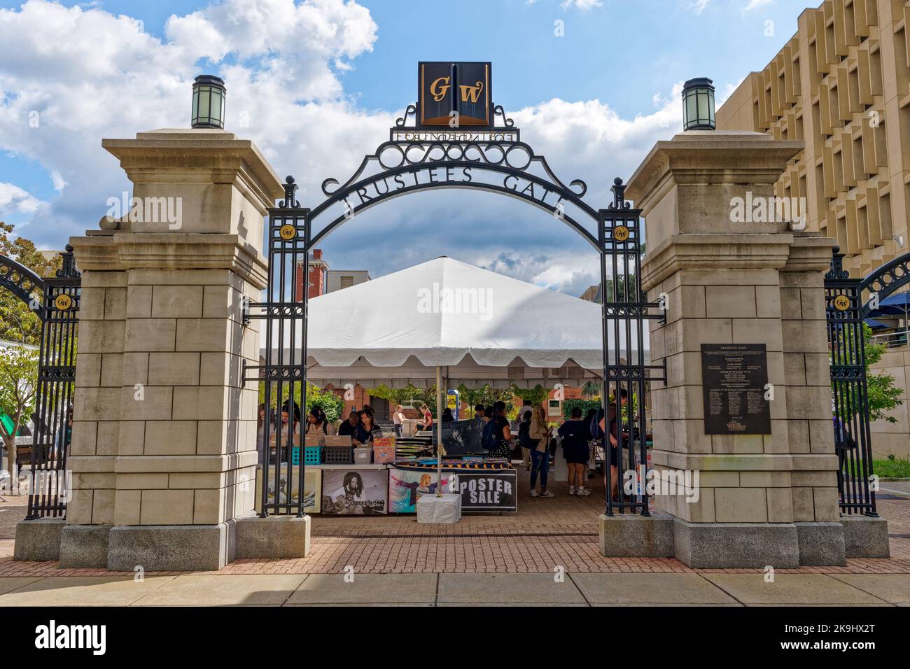 Washington, DC - Sept. 8, 2022: George Washington University Trustees Gate Stock Photo