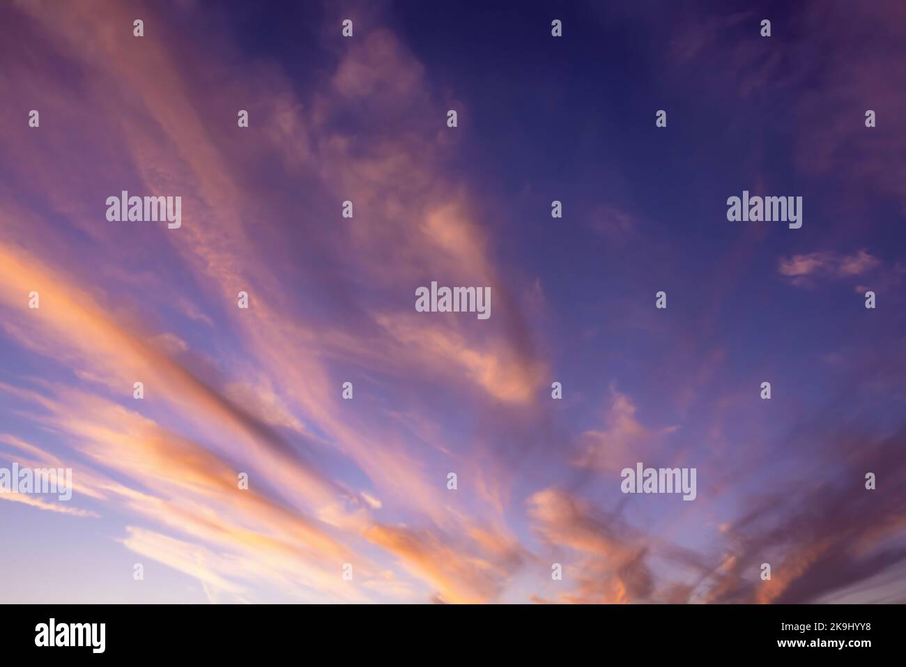 A beautiful dusk sky with pink colours Stock Photo