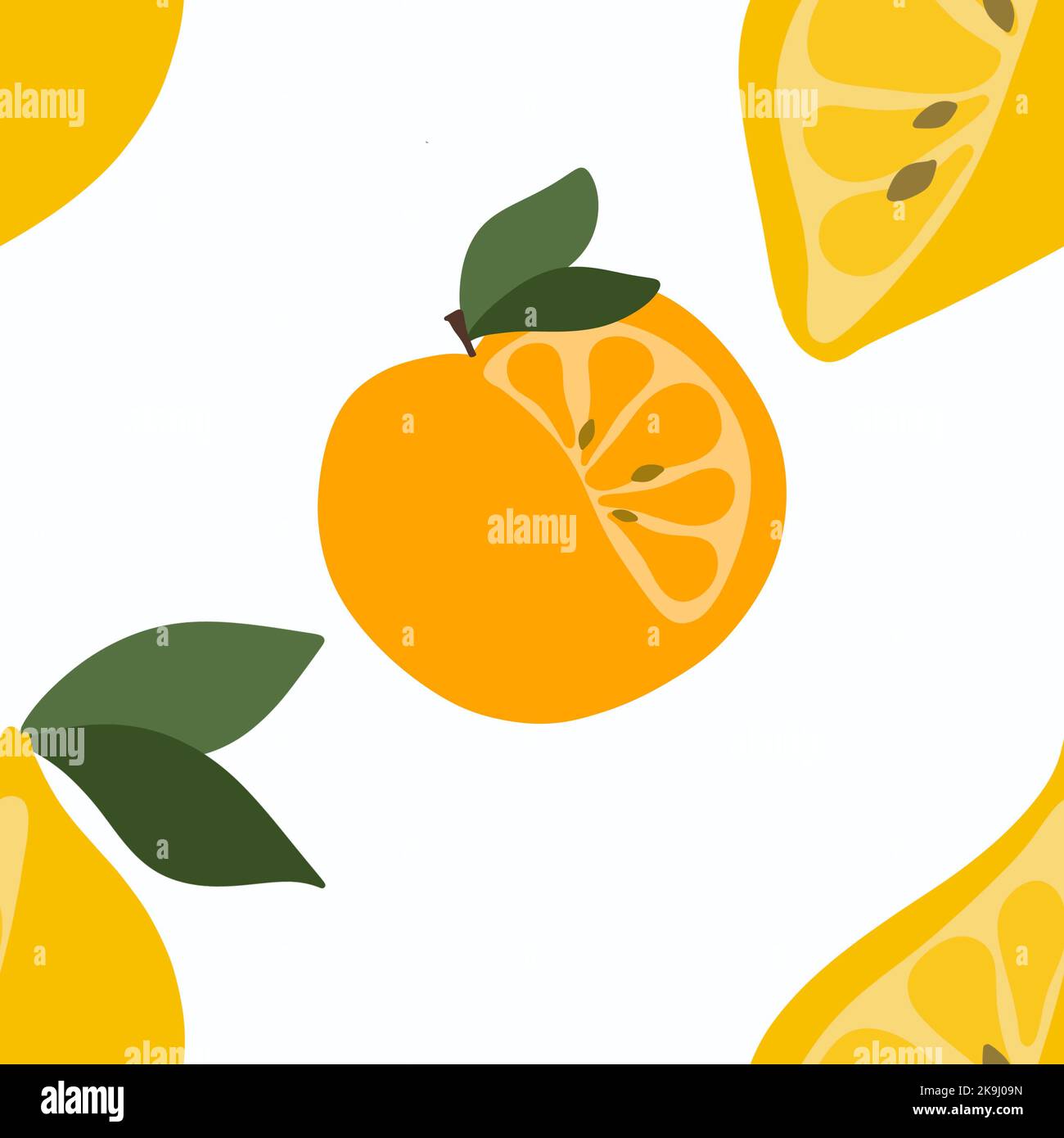 Summer fruit seamless doodle cartoon polka dots lemon pattern for ...