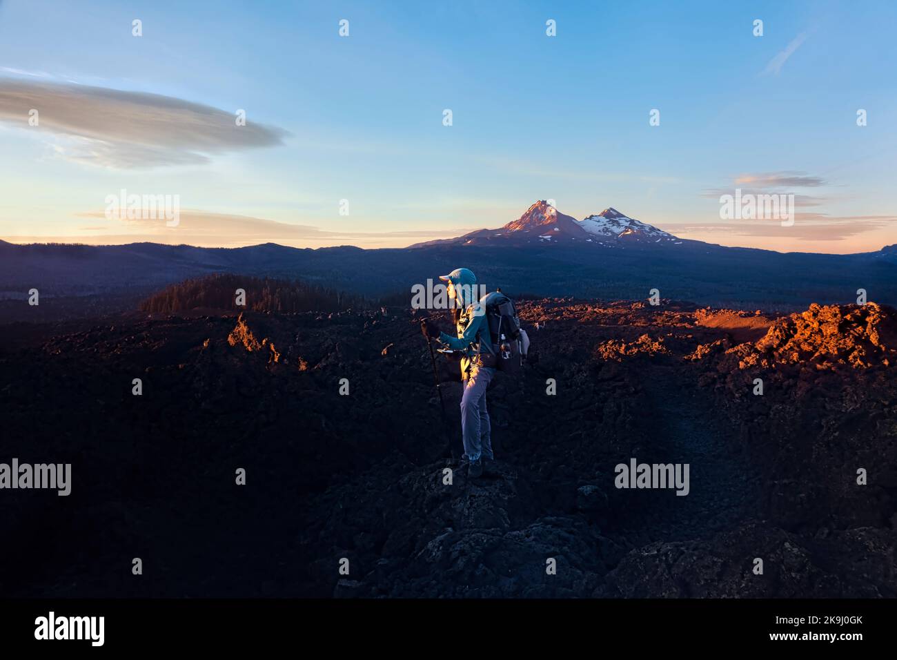 Hiking in the Sisters Wilderness at sunrise, Pacific Crest Trail ...