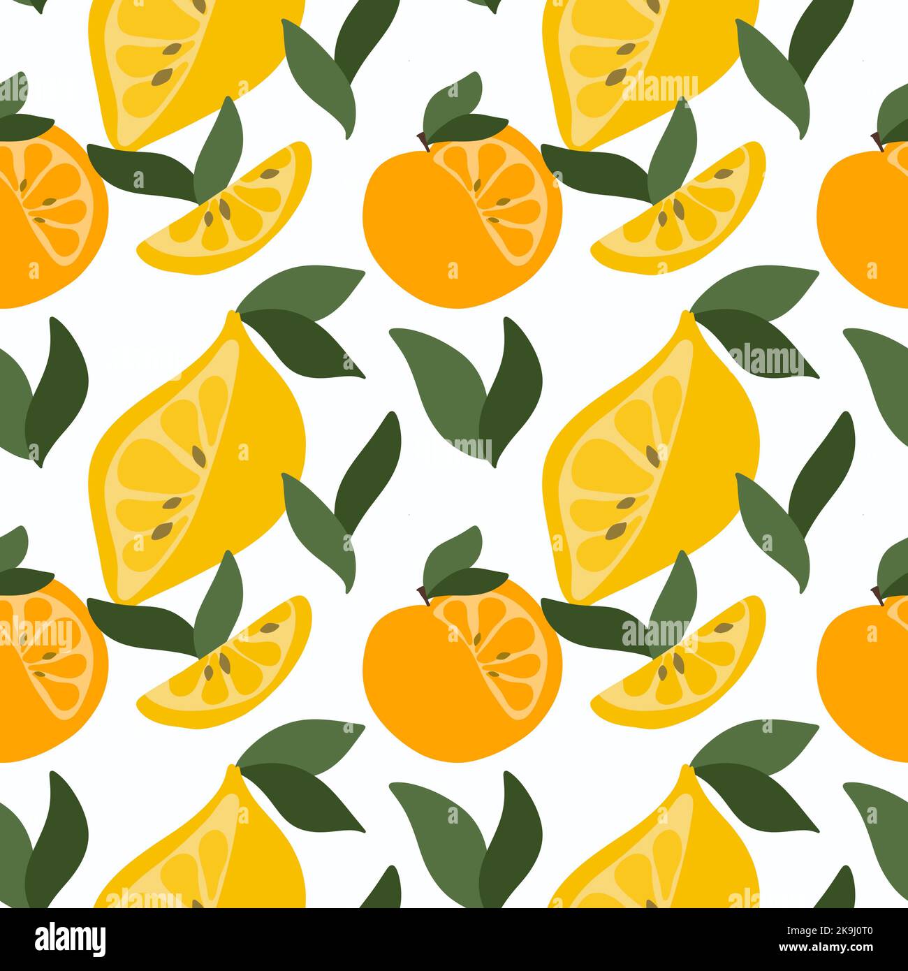 Summer fruit seamless doodle cartoon polka dots lemon pattern for ...