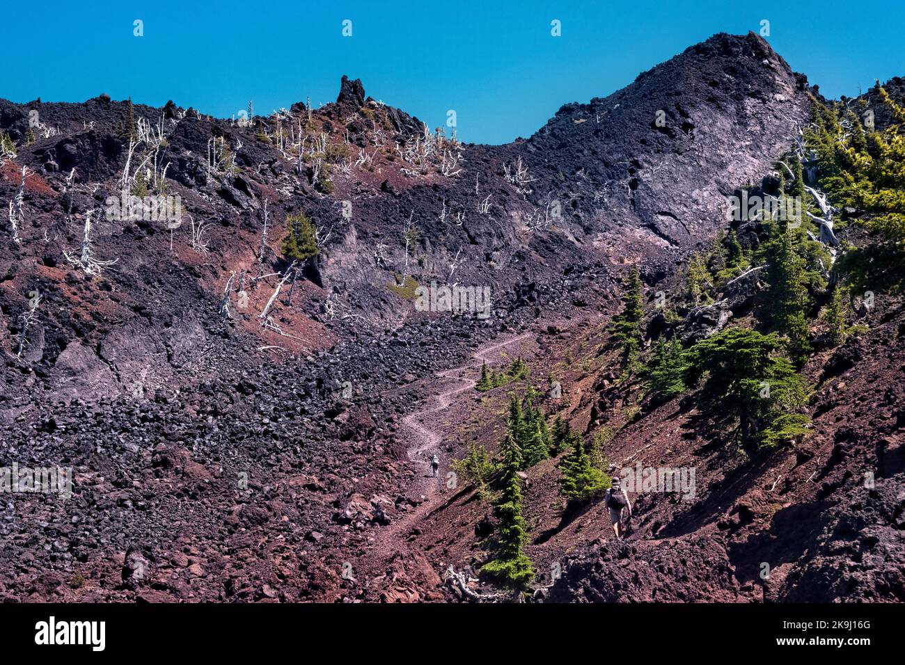 Hiking through lava fields, Sisters Wilderness, Pacific Crest Trail ...