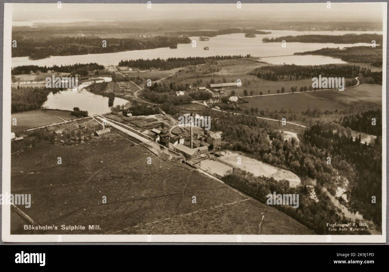 Aerial photo over Böksholm's sulfit factory. Stock Photo