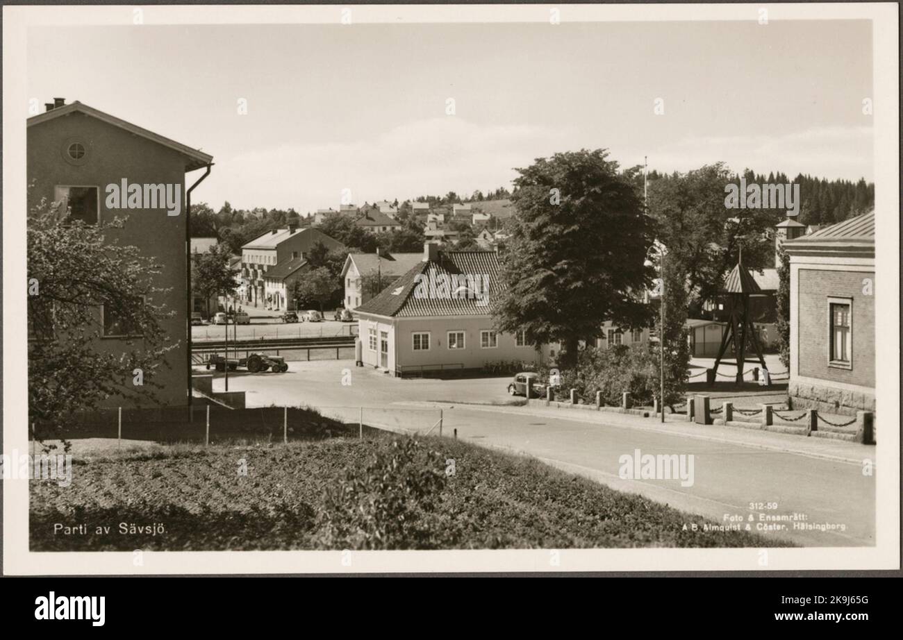 View of Sävsjö with the station in the middle Stock Photo - Alamy