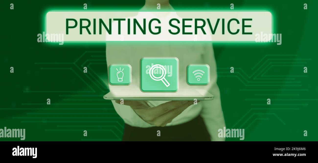 Sign displaying Printing Service. Business idea conversion of raw