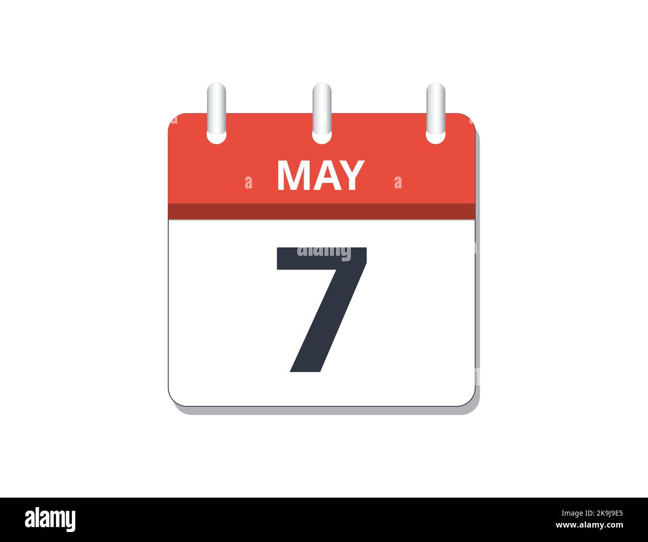 May 7th calendar icon vector. Concept of schedule, business and tasks Stock Vector