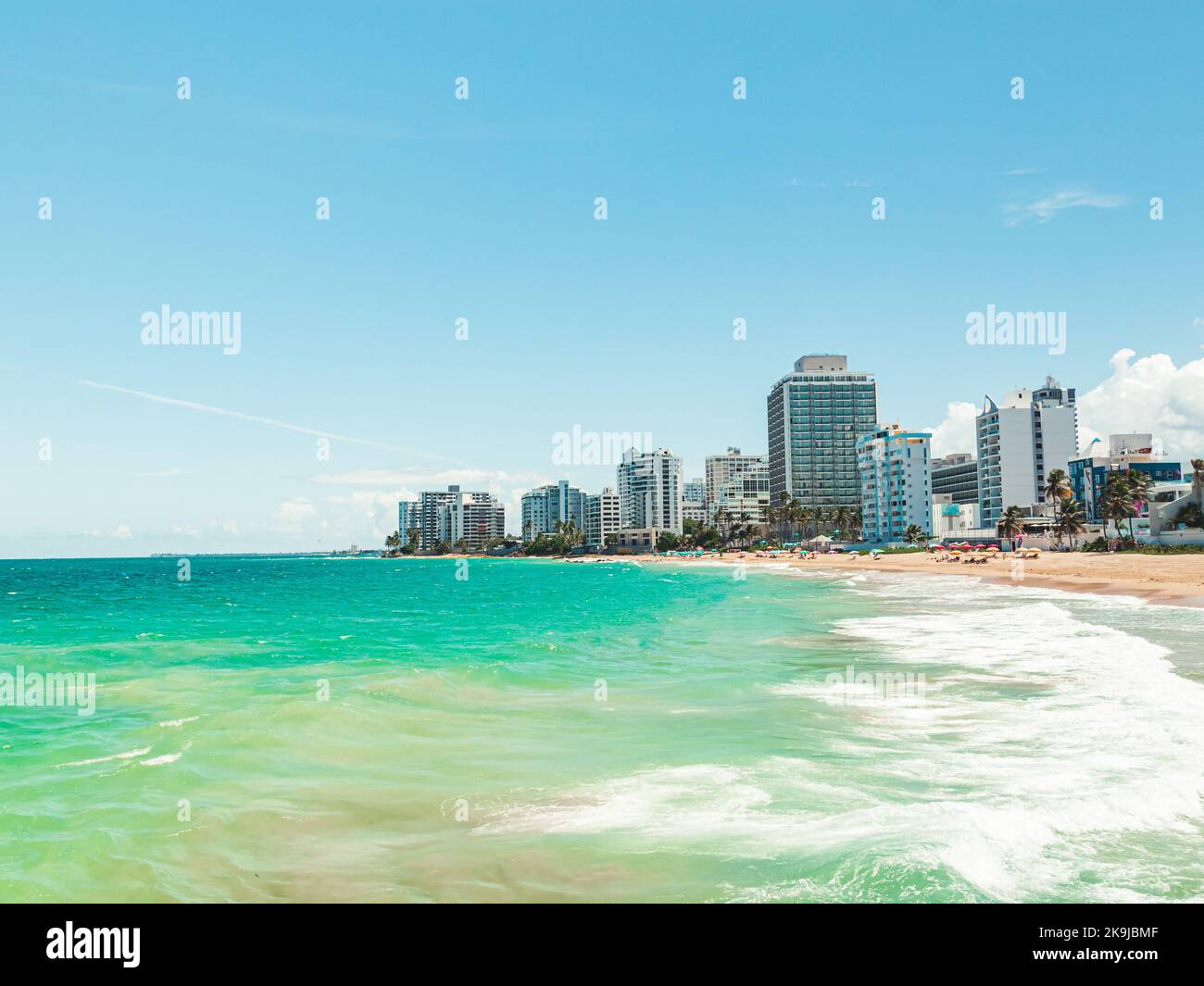 Beautiful condado city beach landscape from puerto rico tropical coast Stock Photo