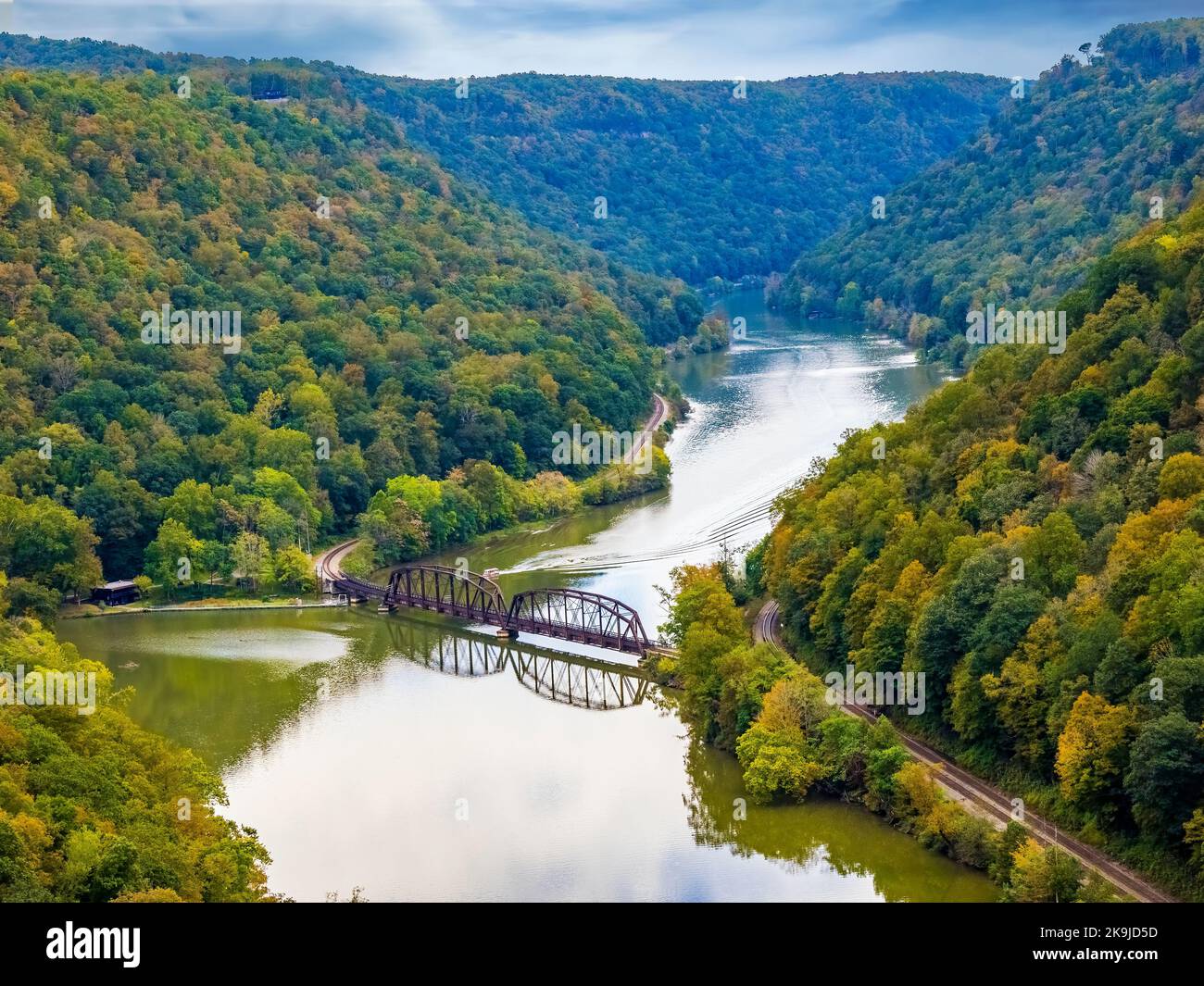 New River in the New River Gorge National Park and Preserve from Hawks Nest State Park in West Virginia USA Stock Photo