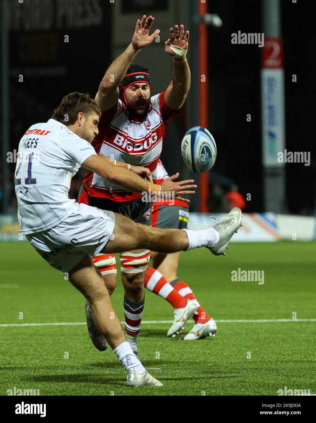 Jack Maunder of Exeter Chiefs box kicks during the Gallagher