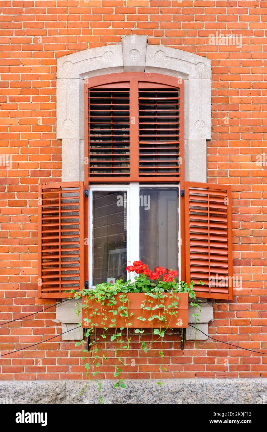 Heritage Window In Quebec Stock Photo
