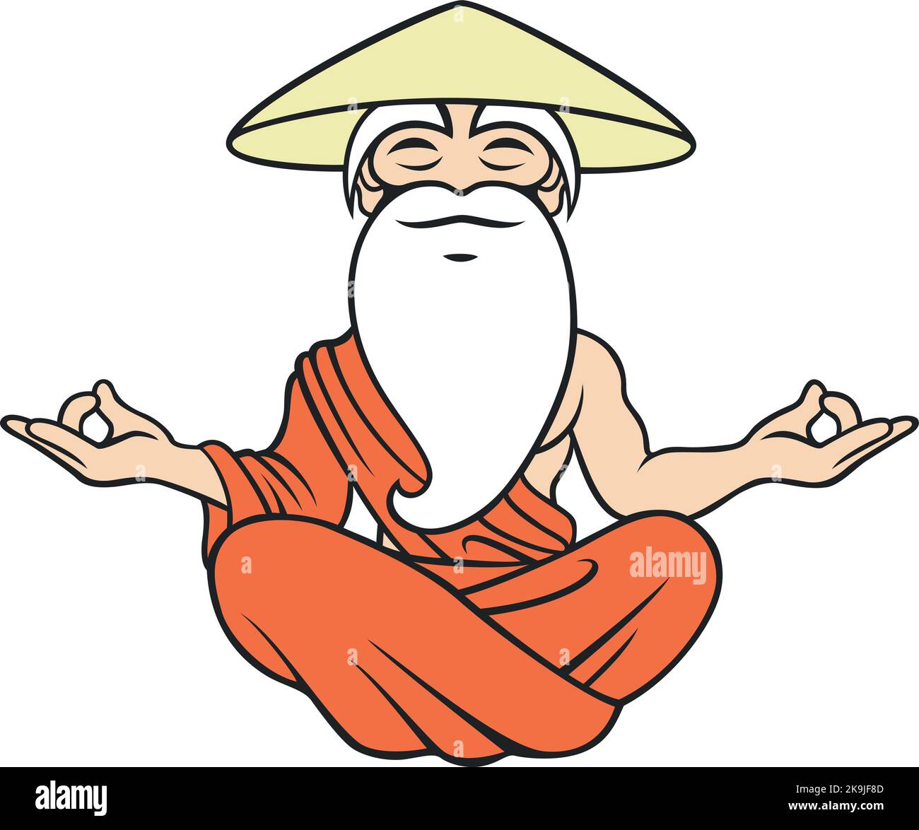 Old Monk with Long Beard Meditating Stock Vector Image & Art - Alamy