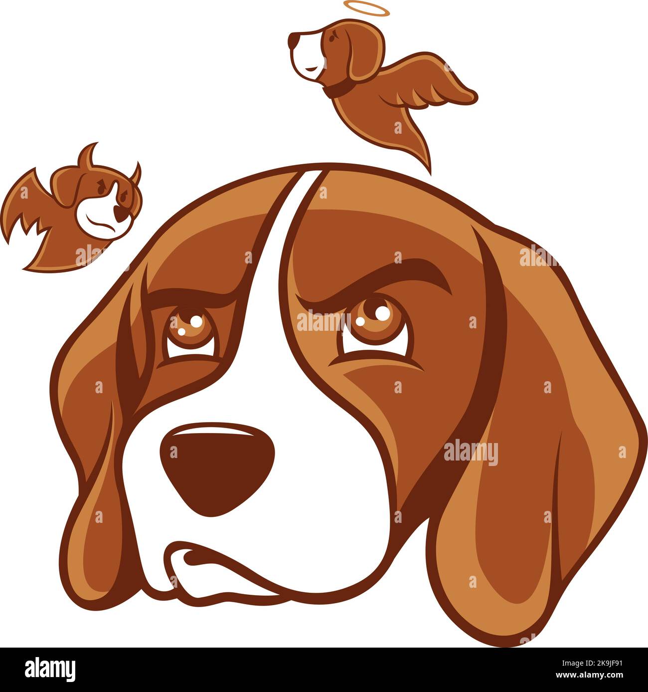 Brown Dog Considers between Good and Evil Stock Vector