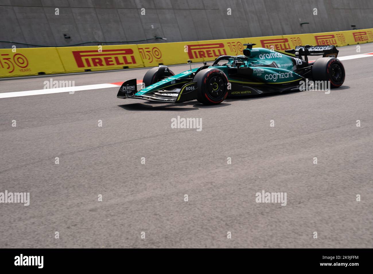 Mexico City, Mexico. 28th Oct, 2022. Aston MartinÕs Lance Stroll in the practice session of the formula 1. Credit: Lexie Harrison-Cripps/Alamy Live News Stock Photo