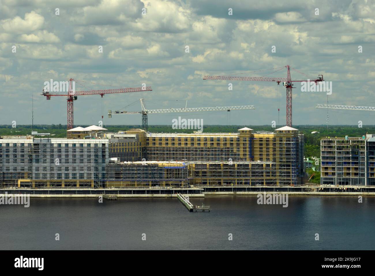 Tower cranes and frame structure of high residential apartment