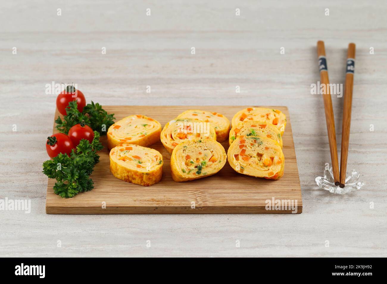 Gyeranmari Korean Rolled Omelette with Carrot, Zucchini, and Scallion